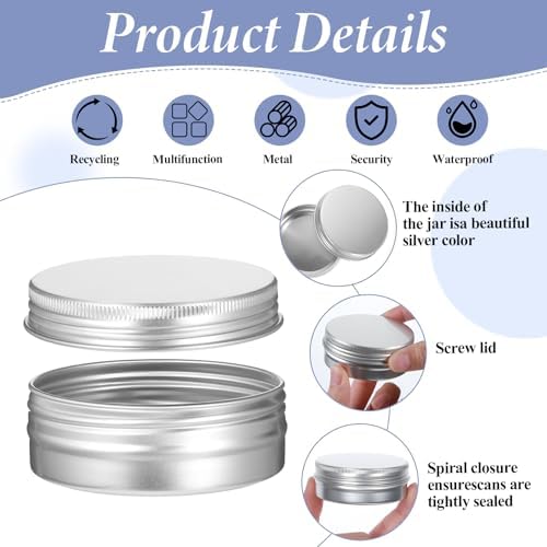 48 Pcs Screw Top Aluminum Round Tins 2 Oz Storage Jar Set