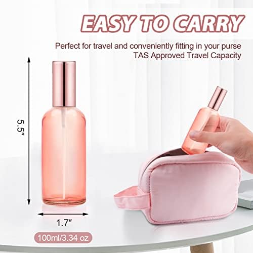 6 Pack 34 Oz Pink Glass Spray Bottles - Rose-Golden Refillable Atomizers