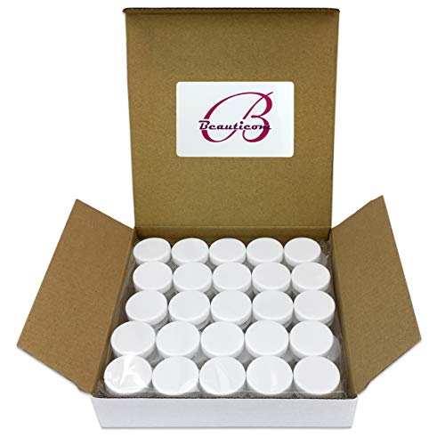 Beauticom 200 Pcs 3G Clear Jars with White Lids