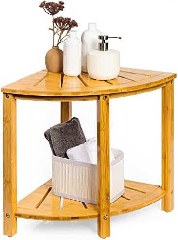Sorbus Bamboo Shower Stool with Shelf