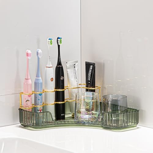 Makeup Organizer for Vanity Corner Storage Shelf Green
