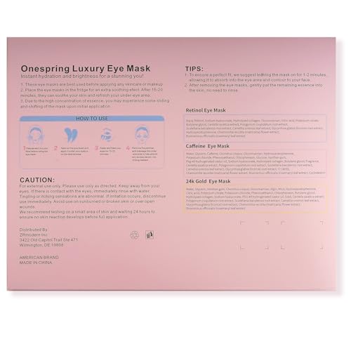 Eye Masks 24 Pairs - Caffeine 24K Gold and Retinol Under Eye Patches