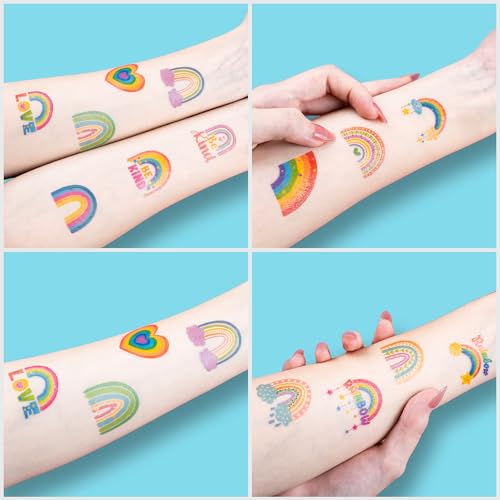 96 PCS Rainbow Pastel Temporary Tattoos for Kids