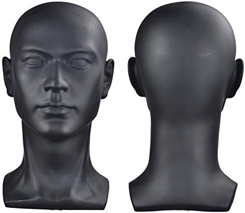 Male Mannequin Head for Wig Display Matte Black