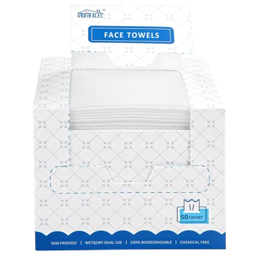 HOMEXCEL Biodegradable Face Towels 50 Count