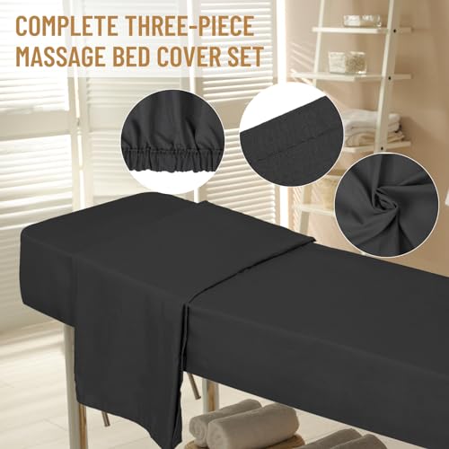 12 Pcs 4 Sets Microfiber Massage Table Sheet Set Black