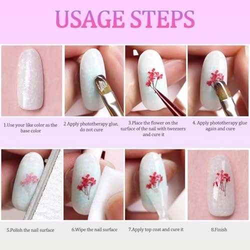 8 Box Dried Flowers Nail Art Decor Kits