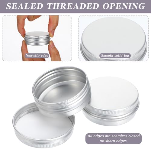 50-Pack Silver 1 Oz Aluminum Tin Jars with Screw Lids