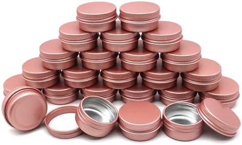24 Pack Matte-Pink Aluminum Tin Jar for Cosmetics