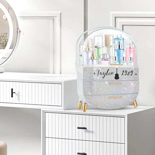 Teen Girls Makeup Organizer with Clear Compartment and Drawers