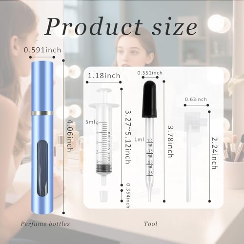 2 Pack Refillable Mini Perfume Atomizer Bottles Portable Travel Spray Dispensers 5ml