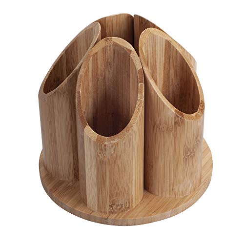 MobileVision Bamboo Rotating Makeup Organizer 5 Sections