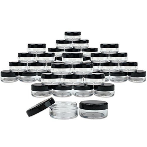 Beauticom 5g 5mL Round Clear Jars with Black Lids - 500pcs BPA Free