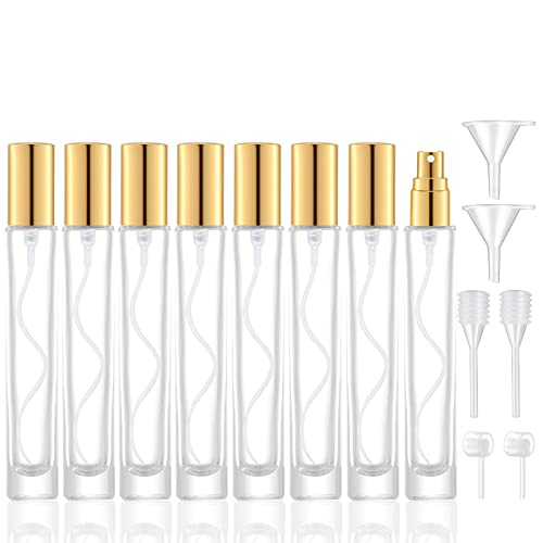 10ml Glass Spray Bottle Set 8PCS Gold