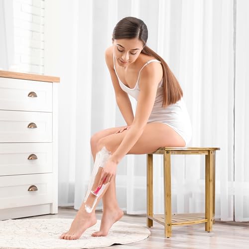 Sorbus Bamboo Shower Stool with Shelf