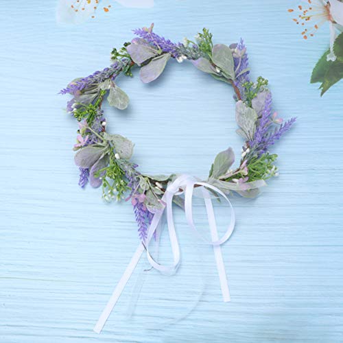 Beaupretty Lavender Flower Crown Headband for Women