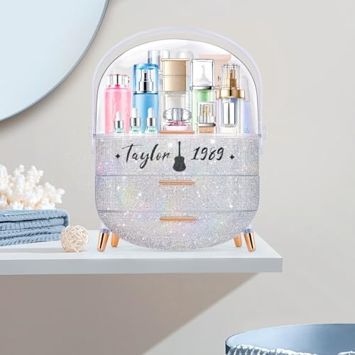 Teen Girls Makeup Organizer with Clear Compartment and Drawers