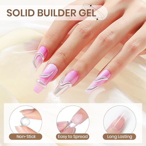SUPWEE 3D Nail Gel Art 2PCS Clear Builder Gel for Nails
