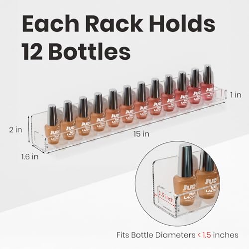 NIUBEE 6 Pack Wall Mounted Nail Polish Rack with Anti-Slip Inserts