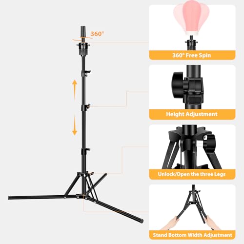 Beauty Star 63 Inch Tall Wig Stand Tripod with 22 Inch Mannequin Head