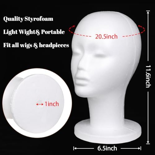 Leeven Foam Wig Head Stand for Wigs Display