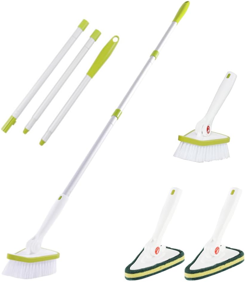 CQT 2 in 1 Bathroom Cleaning Brush with 48 Inch Handle