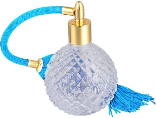 Topxome 100ml Clear Glass Perfume Bottle with Airbag Spray Atomizer Blue