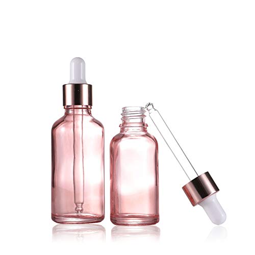 6 Pcs Pink Glass Dropper Bottles for Essential Oils