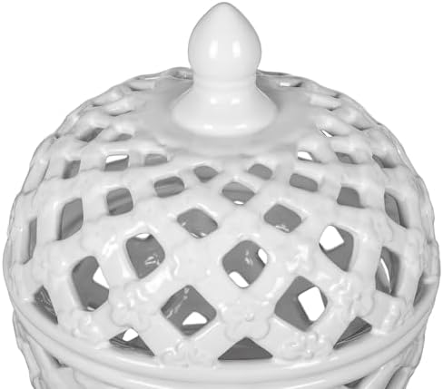 White Ceramic Lidded Jar for Home Decor
