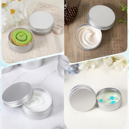 60 Pack Aluminum Tin Containers with Screw Lids 2 Oz