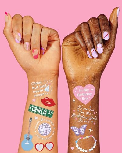 XO Fetti Eras Birthday Temporary Tattoos 50 Iridescent Styles