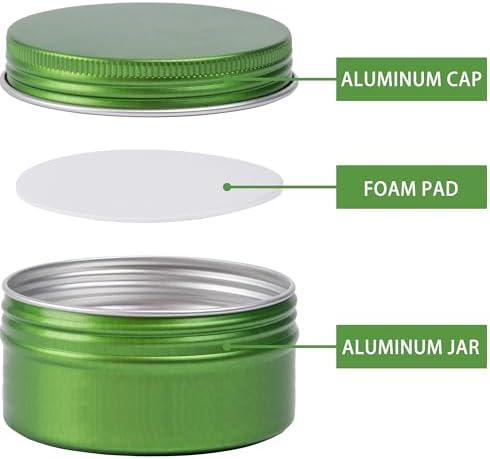 24 Pack 4oz Aluminum Tin Jars with Screw Lids and Blank Labels - Green