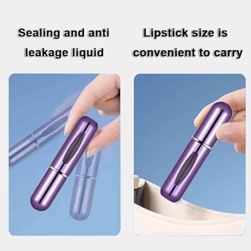 Portable Refillable Perfume Atomizer Spray Bottles - 6 Pcs Travel Mini Dispenser Case