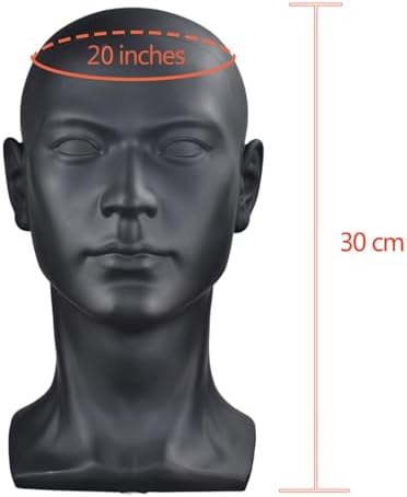 Male Mannequin Head for Wig Display Matte Black