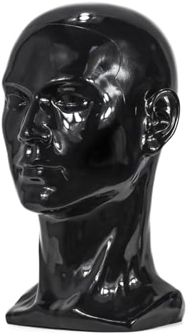 Fnnemg PVC Matte Black Male Mannequin Head Stand