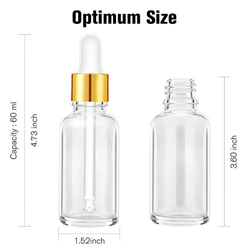 PrettyCare 2 oz Glass Dropper Bottles 4 Pack