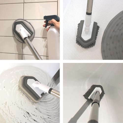FRAXIR 5 In 1 Tile Tub Scrubber Brush with Adjustable Handle