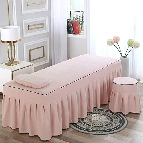 4-Piece Massage Table Fitted Sheets Set - Beige 185x70cm