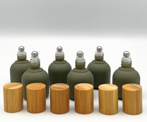 10ml Glass Roller Bottles with Bamboo Cap and Stainless Steel Ball