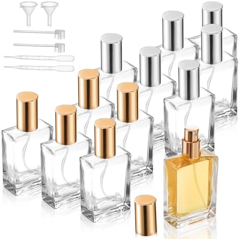 Foraineam 12-Pack Clear Glass Spray Bottles Refillable and Portable
