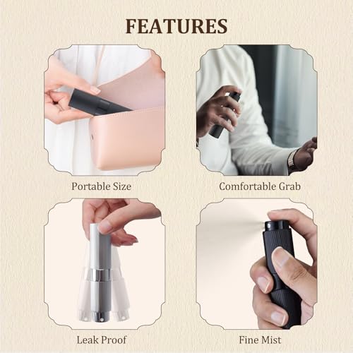 LISAPACK Perfume Travel Refillable Bottle 8ML Black Striped for Men and Women