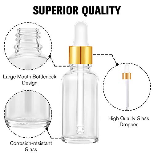 PrettyCare 2 oz Glass Dropper Bottles 4 Pack