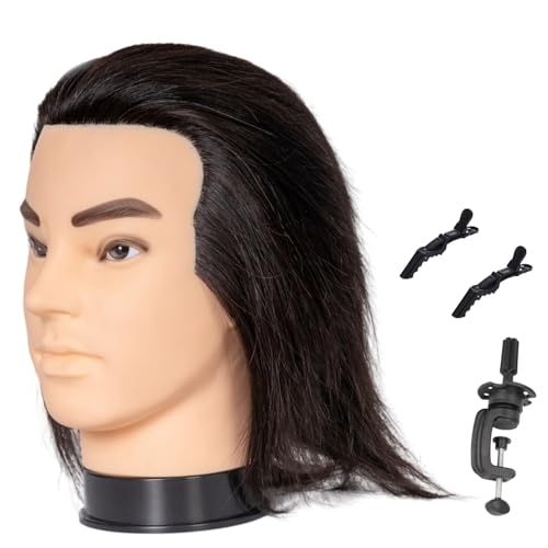 Male Mannequin Head with Stand - 100 Human Hair
