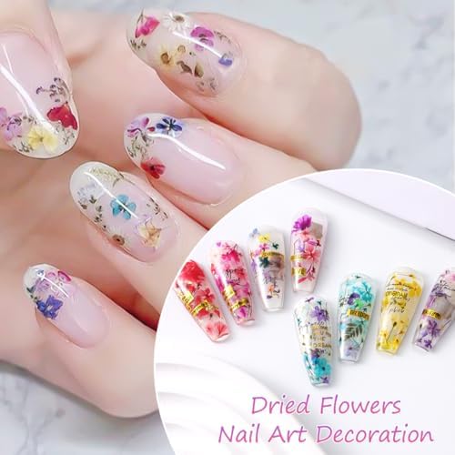 8 Box Dried Flowers Nail Art Decor Kits