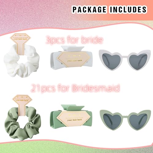24pcs Bridesmaid Scrunchies Hair Clips Proposal Gifts