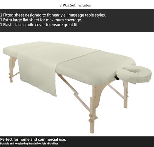 Shreem Linen Microfiber Massage Sheet Set 3-Piece Ivory