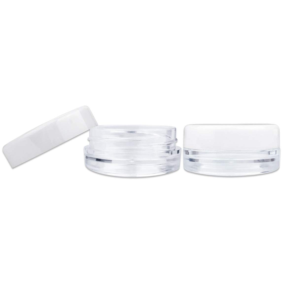 Beauticom 200 Pcs 3G Clear Jars with White Lids
