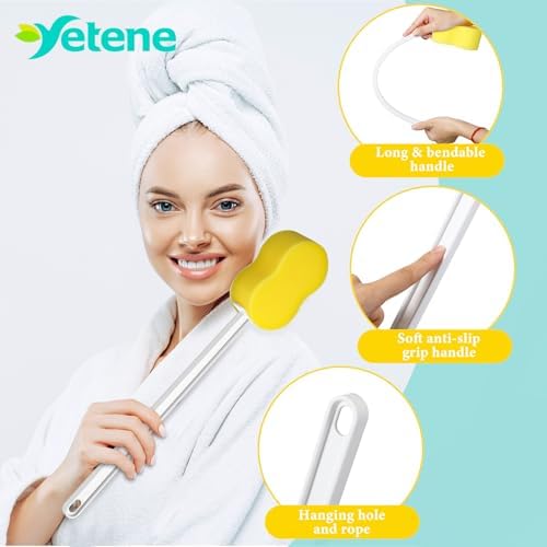Yetene 3 Piece Long Handle Sponge Back Scrubber