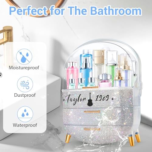 Teen Girls Makeup Organizer with Clear Compartment and Drawers