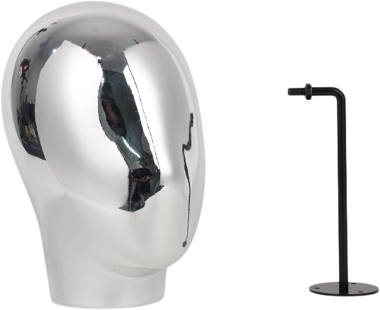 Silver Wall Mounted Mannequin Head for Wig and Hat Display 1